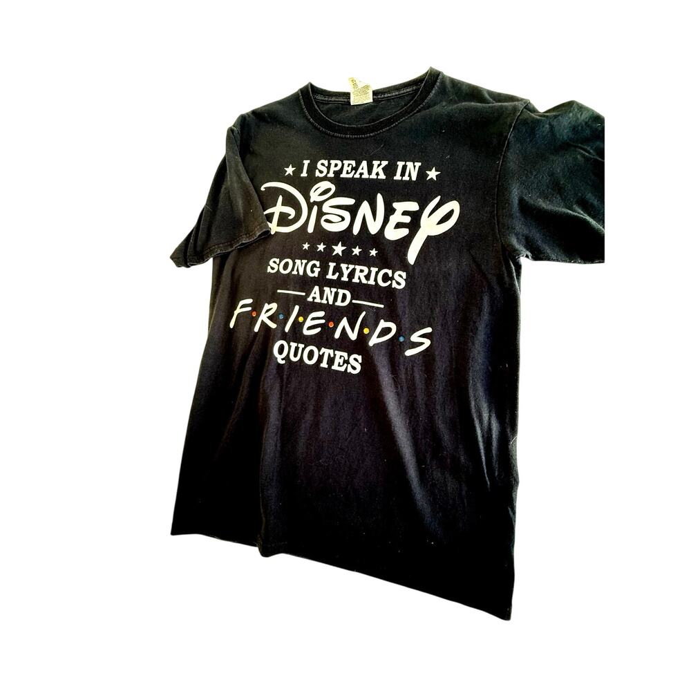 SKU 2087 "I Speak in Disney Song Lyrics and FRIENDS Quotes" Black T-Shirt  Small